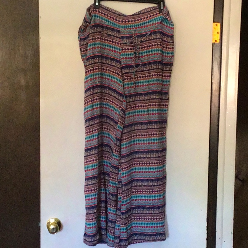 Tribal multicolored wide leg pants